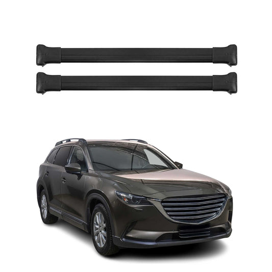 Portbagaj de plafon pentru Mazda CX-9 2016-2024 75kg aluminiu negru 2 buc