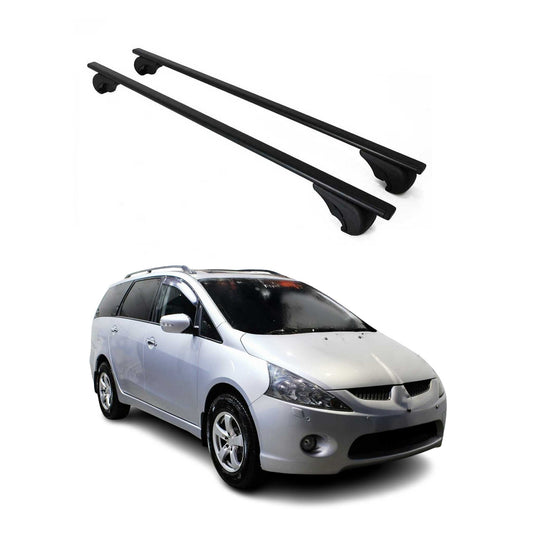 Portbagaj de plafon pentru Mitsubishi Grandis 2004-2010, 75kg, metal, negru, 2 bucăți