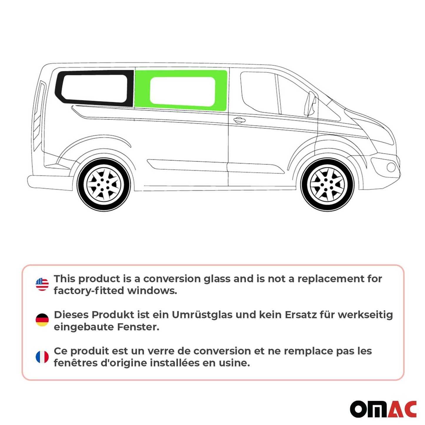 Seitenfenster Seitenscheibe für Ford Transit 2013-2024 Auto Fenster Rechts L1 L2