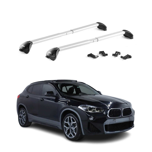 Dachträger Grundtäger für BMW X2 F39 2018-2023 100kg Aluminium Silber 2 tlg ABE
