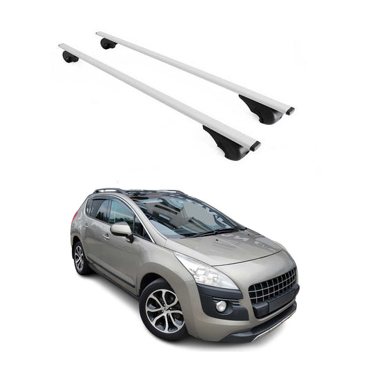 Portbagaj de plafon pentru Peugeot 3008 2009-2016 75kg metal argintiu 2 buc