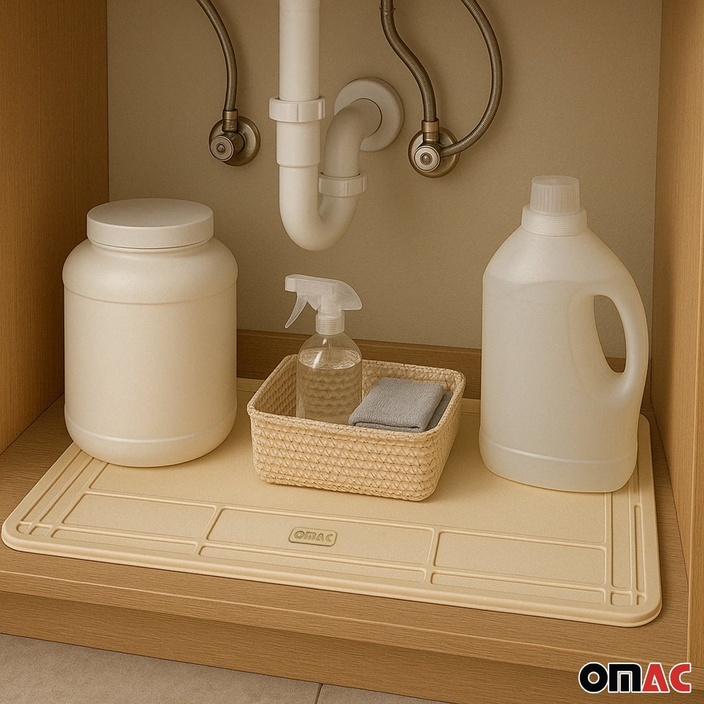 Mata wodoodporna do zabezpieczenia narożników szafki zlewozmywakowej pod szafką TPE Beż