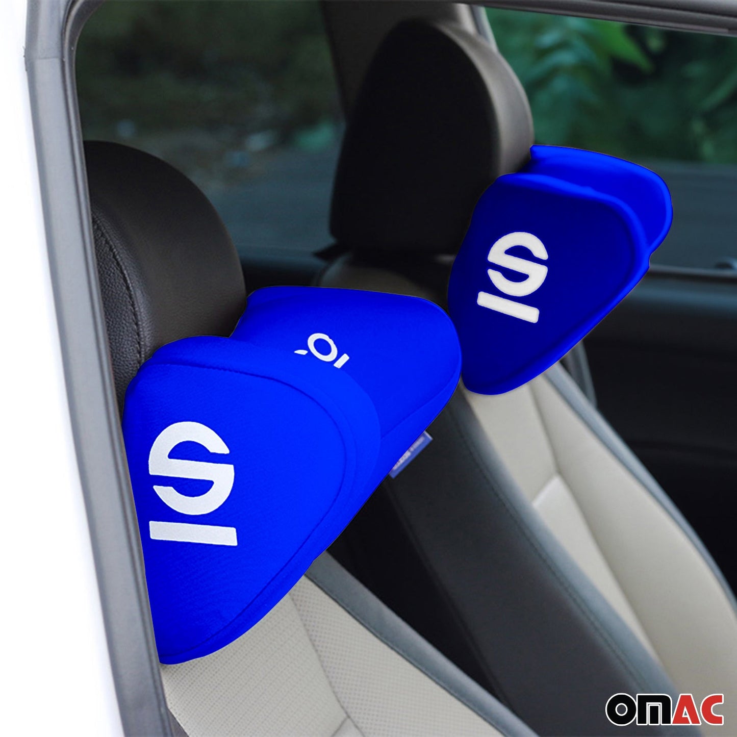 SPARCO Auto Nackenkissen Reisekissen Blau Ergonomische Memory-Schaum Kissen