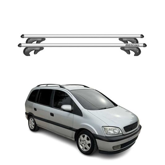 Menabo Dachträger Grundtäger für Opel Zafira A 1998-2004 90kg Alu Silber 2 tlg