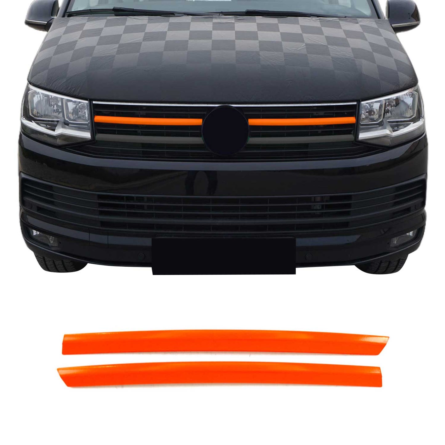 Kühlergrill Grillleisten für VW T6 2015-2019 Highline Edelstahl Orange 2tlg