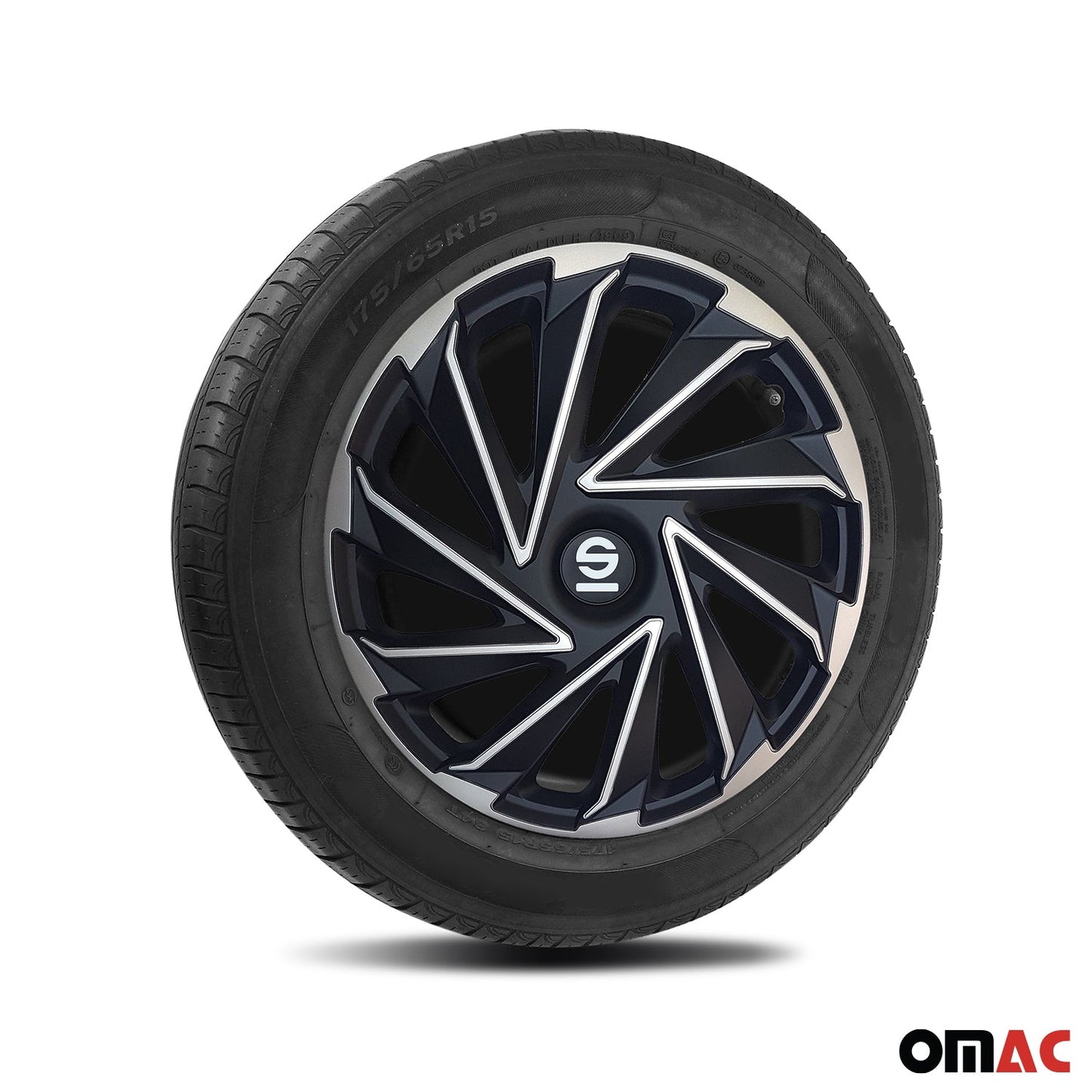 Radkappen Radzierblenden Sparco Varese 16" Zoll Abdeckung Set Silber Schwarz 4x