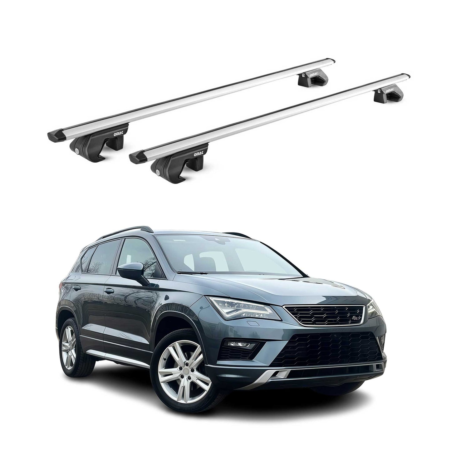 Portbagaj de plafon pentru Seat Ateca 2016-2025 5 uși 90 kg aluminiu argintiu 2 piese ABE