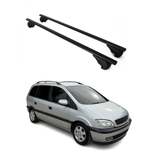 Portbagaj de plafon pentru Opel Zafira A 1999-2005 75kg, negru metalic, 2 buc.