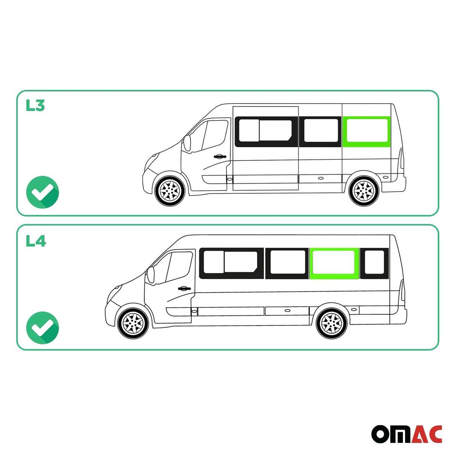 Seitenfenster Auto für Opel Movano 2010–2021 Links L3 Mittel L4 Mitte vorne