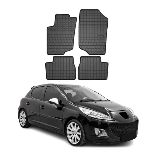 OMAC Gummi Fußmatten für Peugeot 207 2006-2012 Automatten Gummi Schwarz 4tlg
