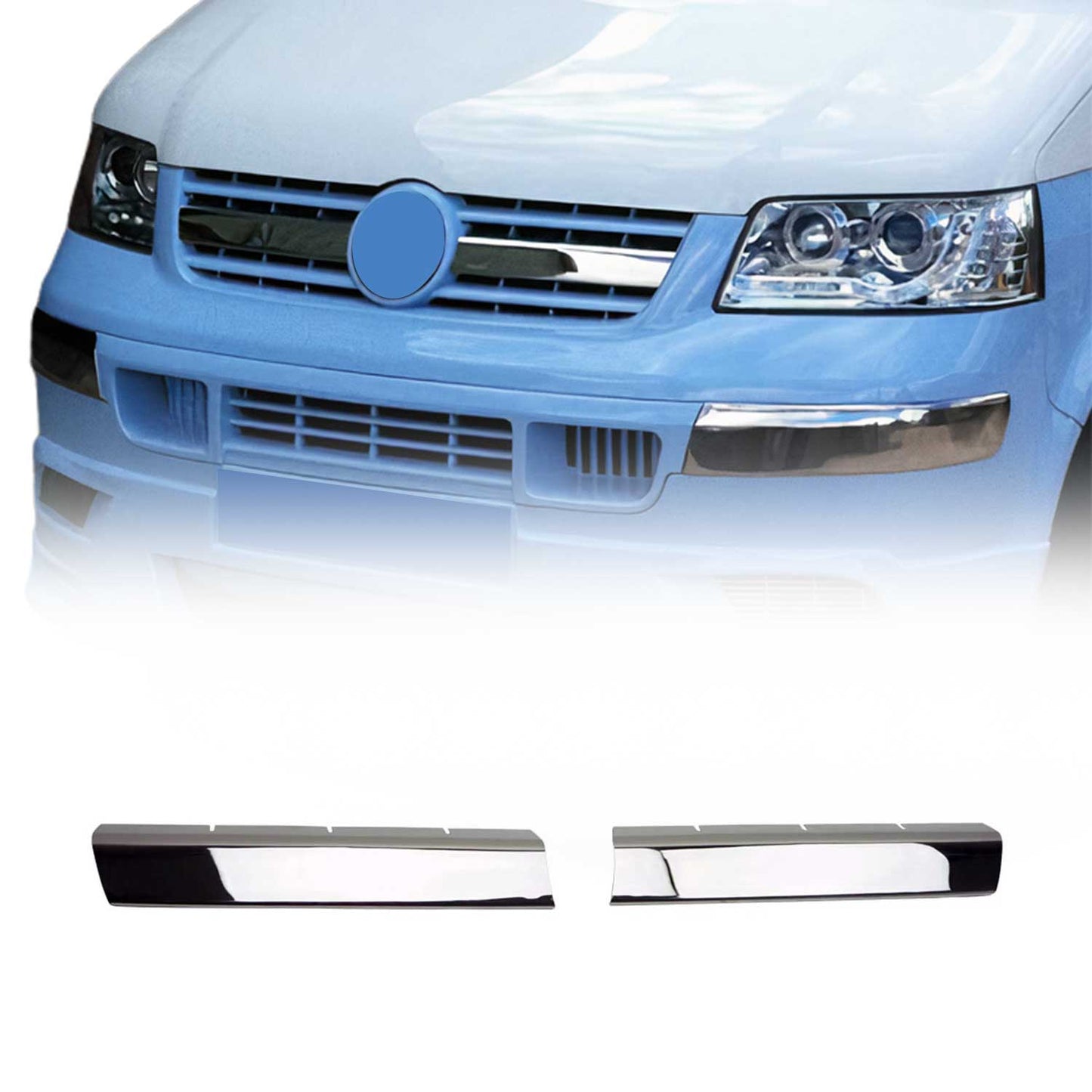 Benzi grilă radiator pentru VW T5 2003-2010, oțel inoxidabil, argintiu, 2 bucăți
