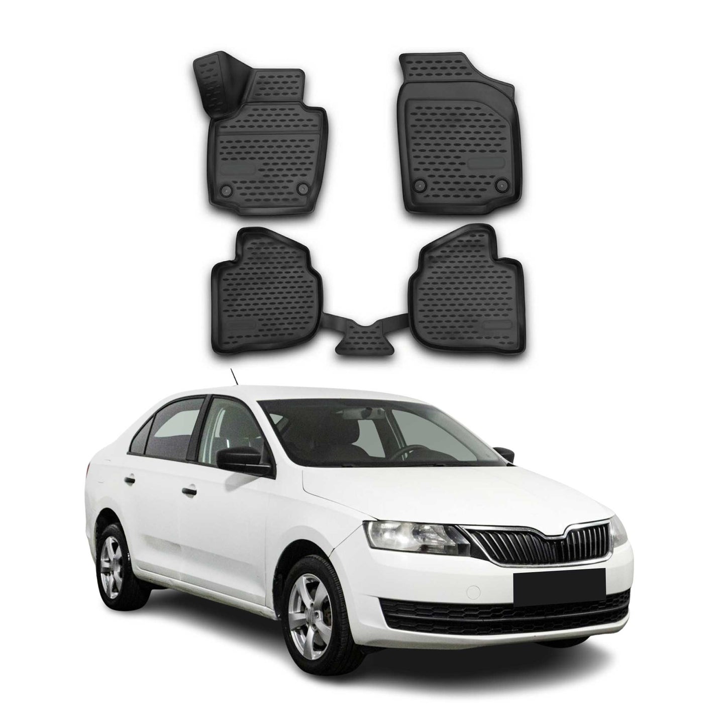 2012-2019 Skoda Rapid Fußmatten TPE Schwarz 4 tlg