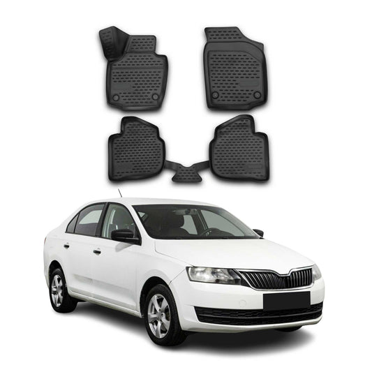 2012-2019 Skoda Rapid Fußmatten TPE Schwarz 4 tlg