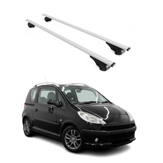 Portbagaj de plafon pentru Peugeot 1007 2004-2009 75kg metal argintiu 2 buc