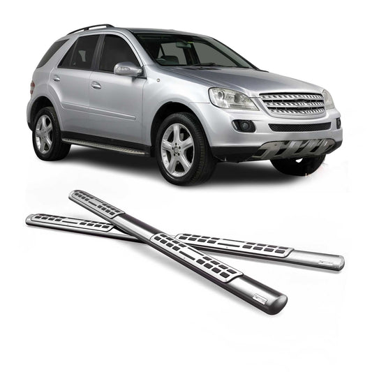 Edelstahl Seitenschweller Schwellerrohre für Mercedes ML 2005-2008 Silber