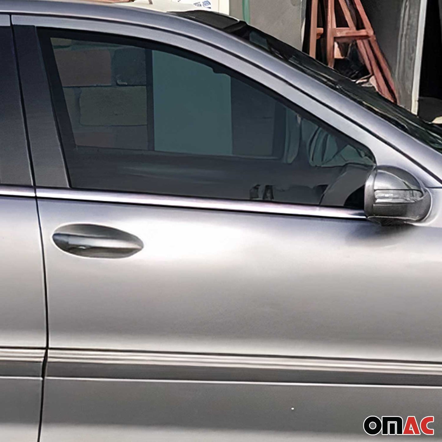 Benzi decorative pentru geamuri pentru Mercedes Clasa C W203 2000-2007, oțel inoxidabil, 4 bucăți