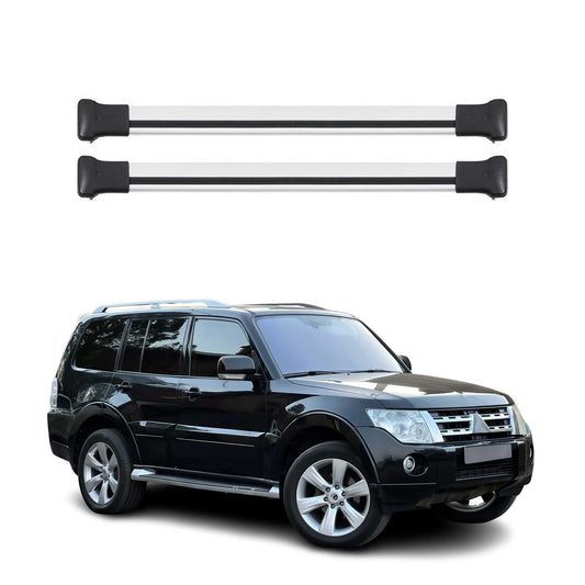Portbagaj de plafon pentru Mitsubishi Pajero 2006-2021 75kg aluminiu argintiu 2 buc