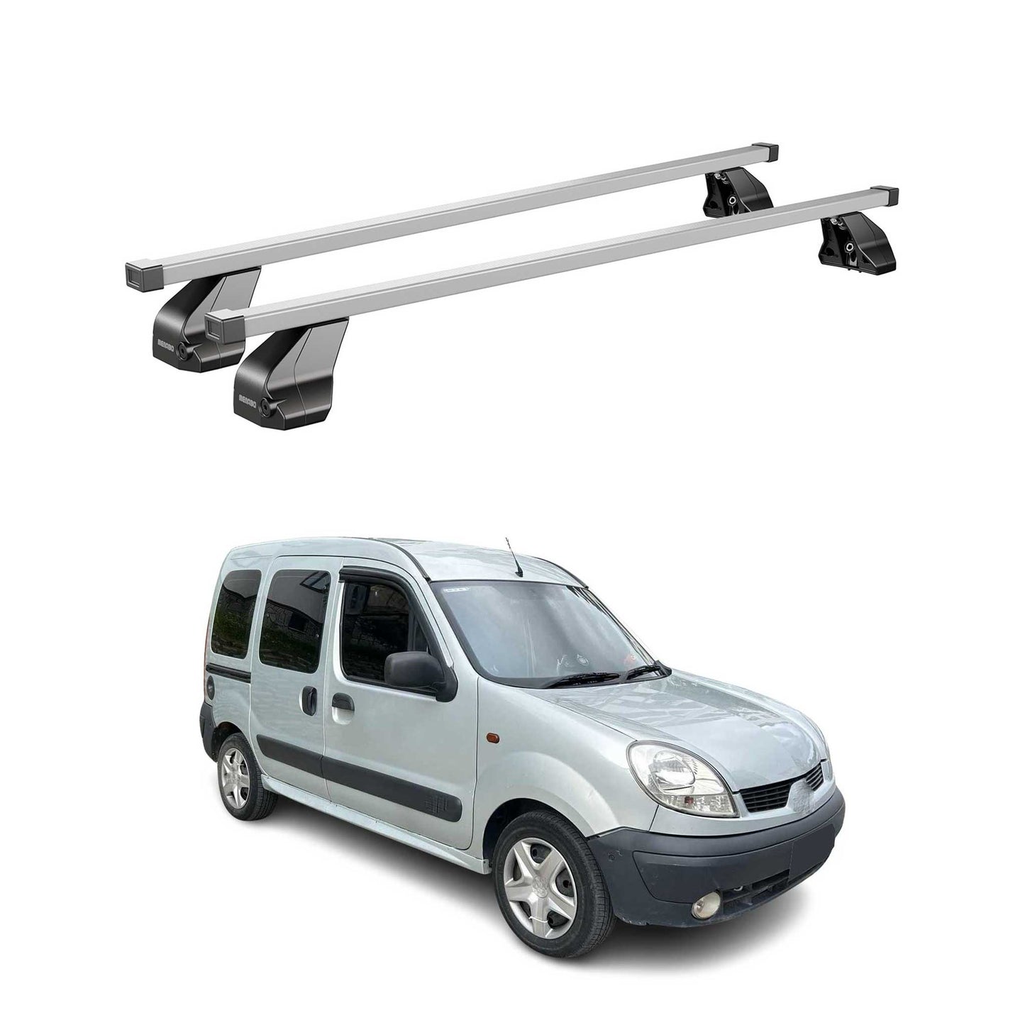Menabo Dachträger für Renault Kangoo Express 1997-2007 75kg Stahl Silber 2x