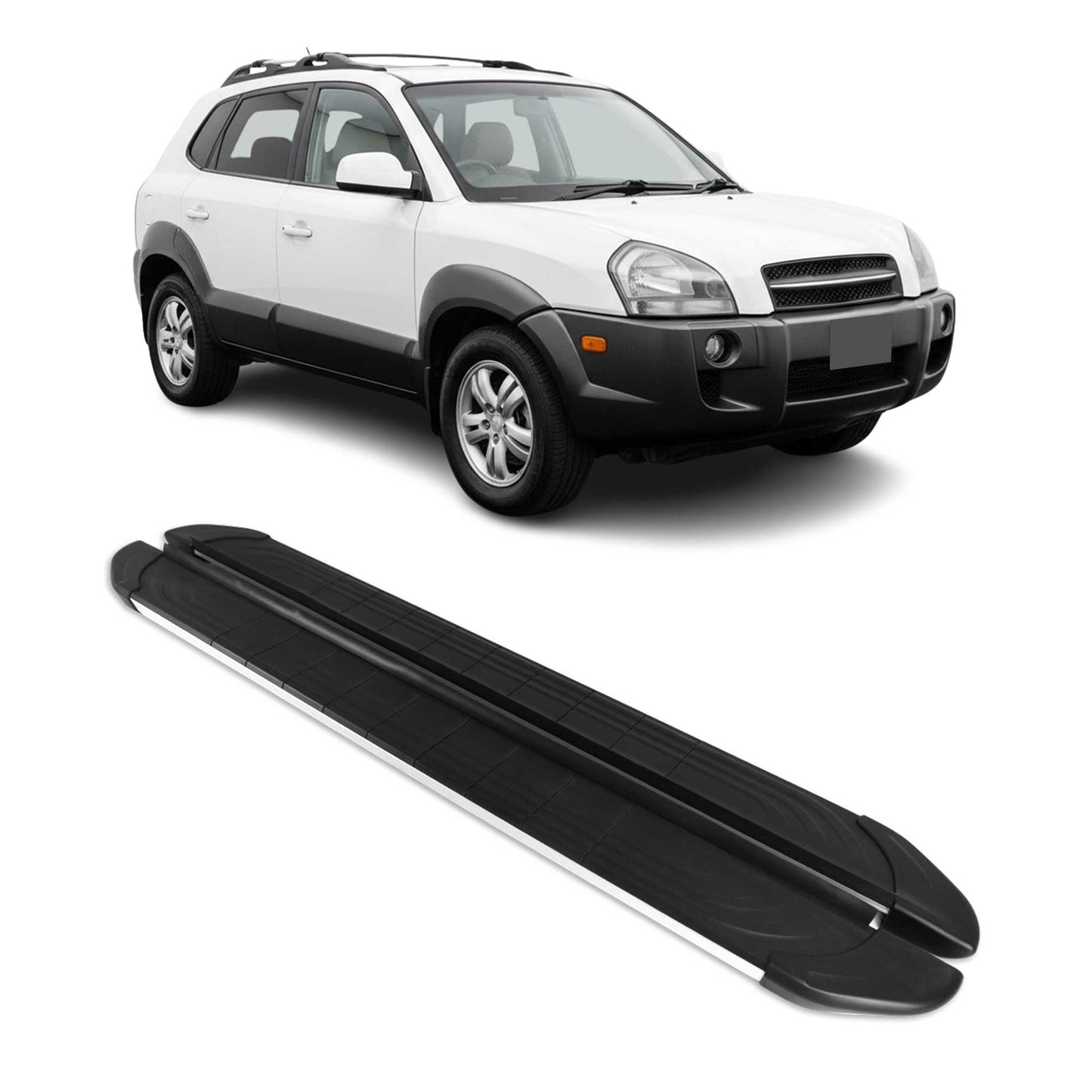 Trittbretter Seitenschweller für Hyundai Tucson 2004-2009 Aluminium Schwarz Grau
