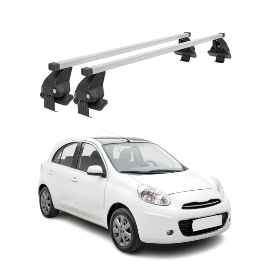 Menabo Dachträger Grundtäger für Nissan Micra 2010-2017 50kg Stahl Silber 2 tlg