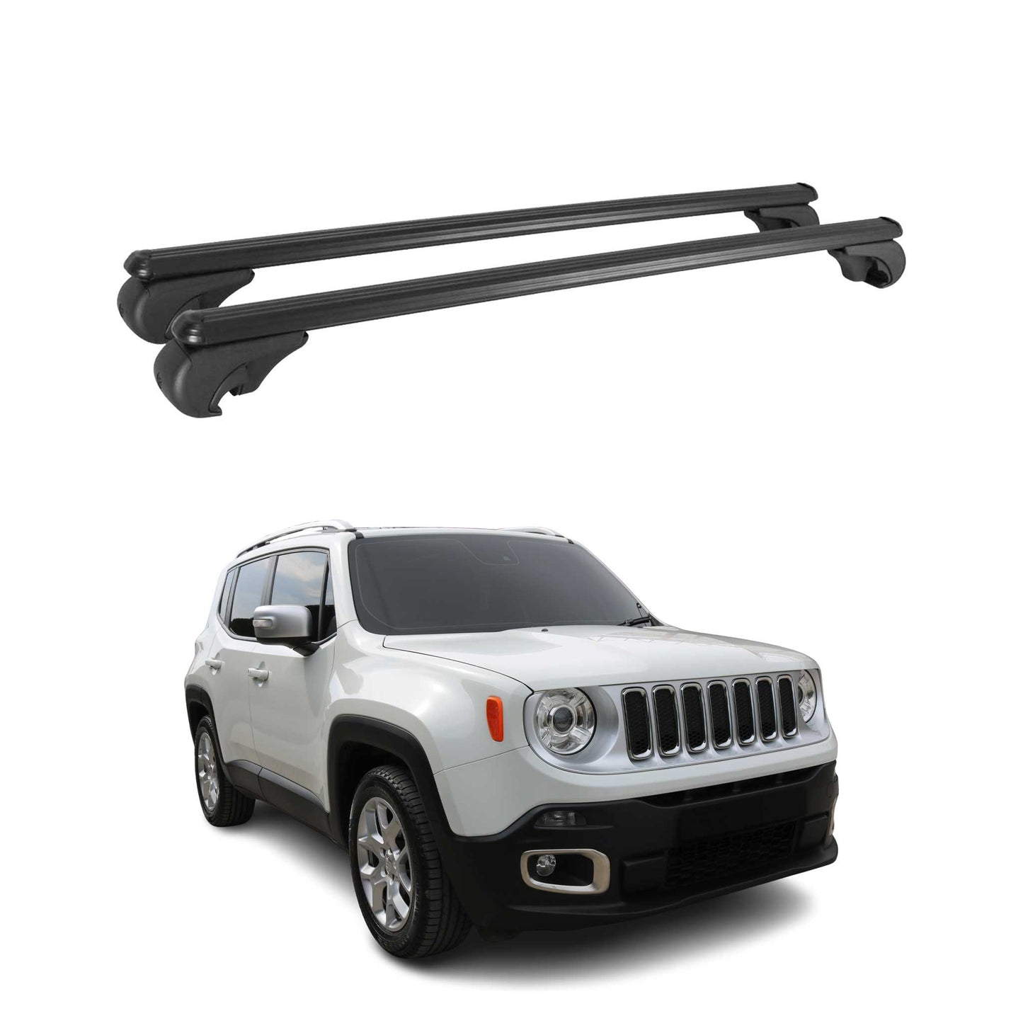 Dachträger Grundtäger für Jeep Renegade 2014-2025 75kg Aluminium Schwarz 2 tlg