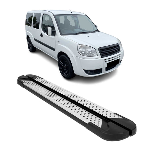 Seitenbretter Trittbretter Schweller für Fiat Doblo 2000-10 L2 Silber-Schwarz 2x