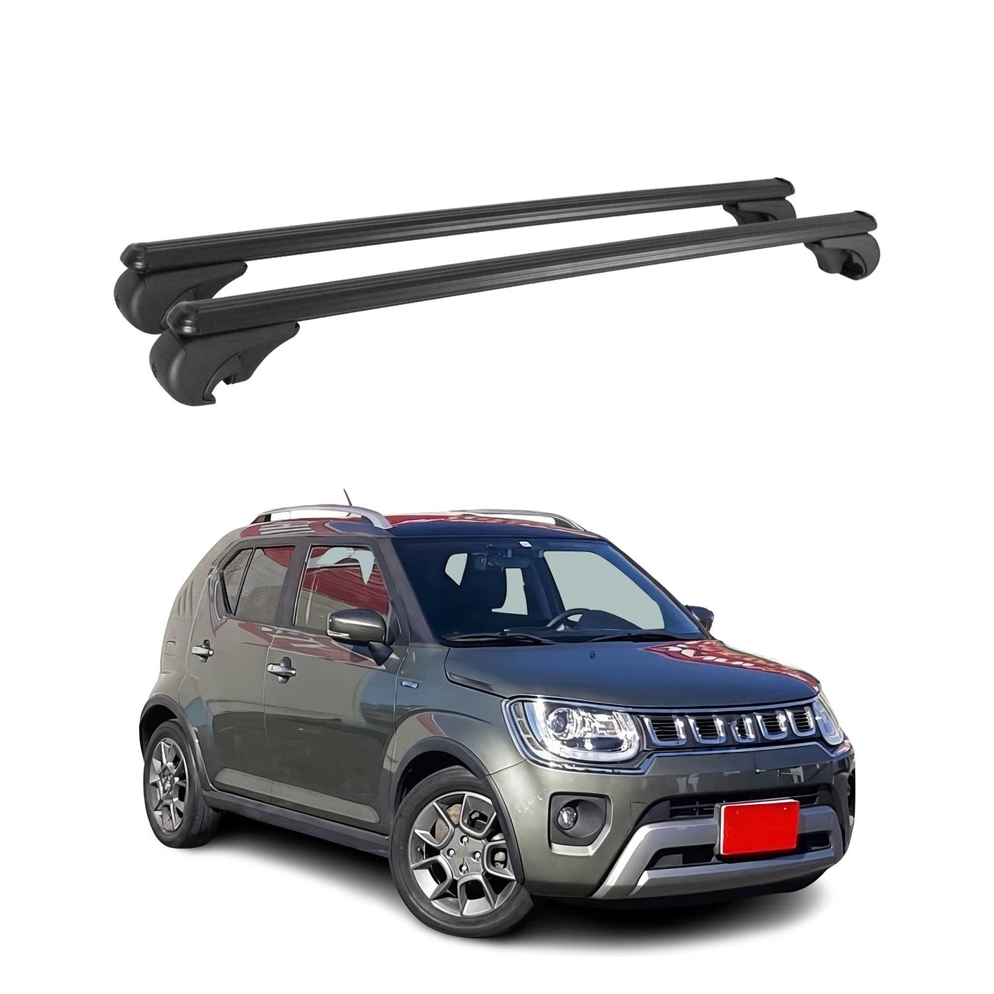 Portbagaj de plafon pentru Suzuki Ignis mk2 2016-2020 Pre-FL 75kg aluminiu negru 2x