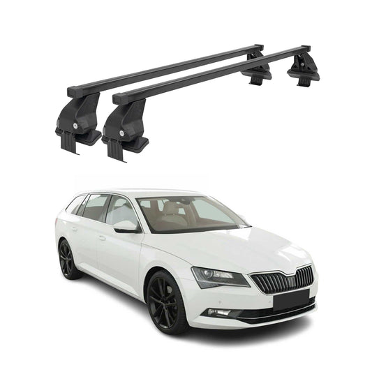 Menabo Dachträger für Skoda Superb mk3 Kombi 2015-2019 Pre-FL 50kg Stahl Schwarz