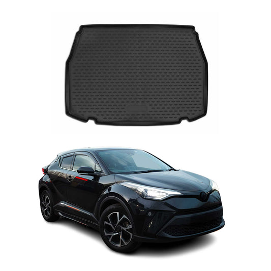 Kofferraummatte Kofferraumwanne für Toyota C-HR 2016-2024 Gummi TPE Schwarz