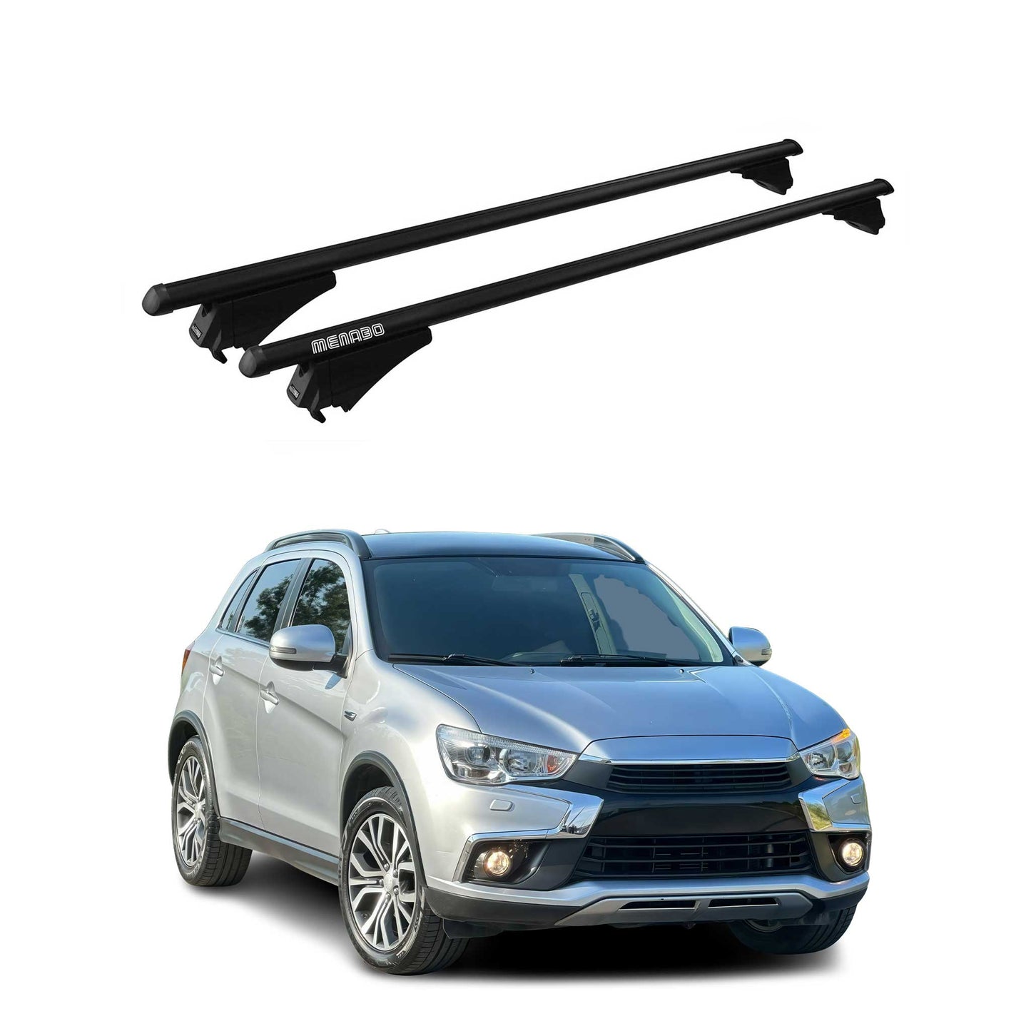 Menabo Dachträger Grundtäger für Mitsubishi ASX 2010-2016 75kg Alu Schwarz 2 tlg