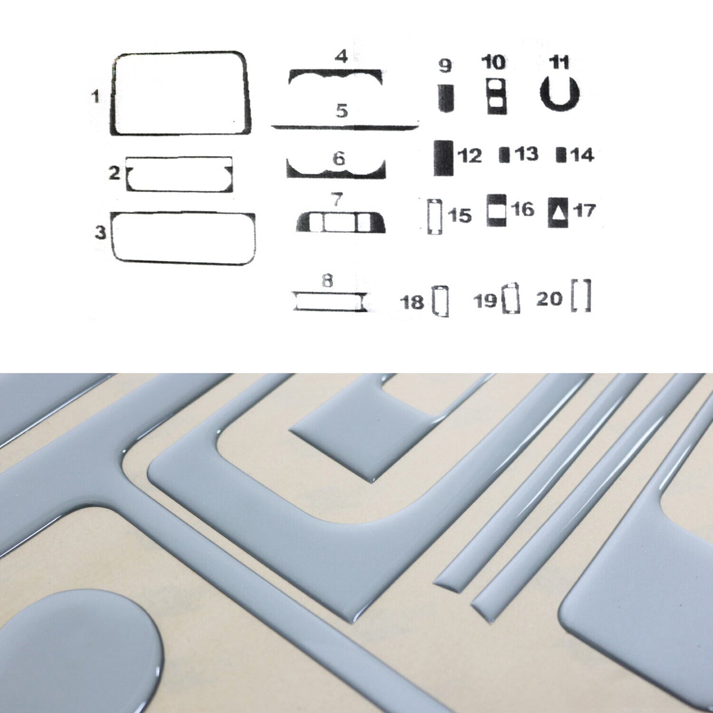 Innenraum Dekor Cockpit für Skoda Roomster 2006-2015 Aluminium Optik 20tlg