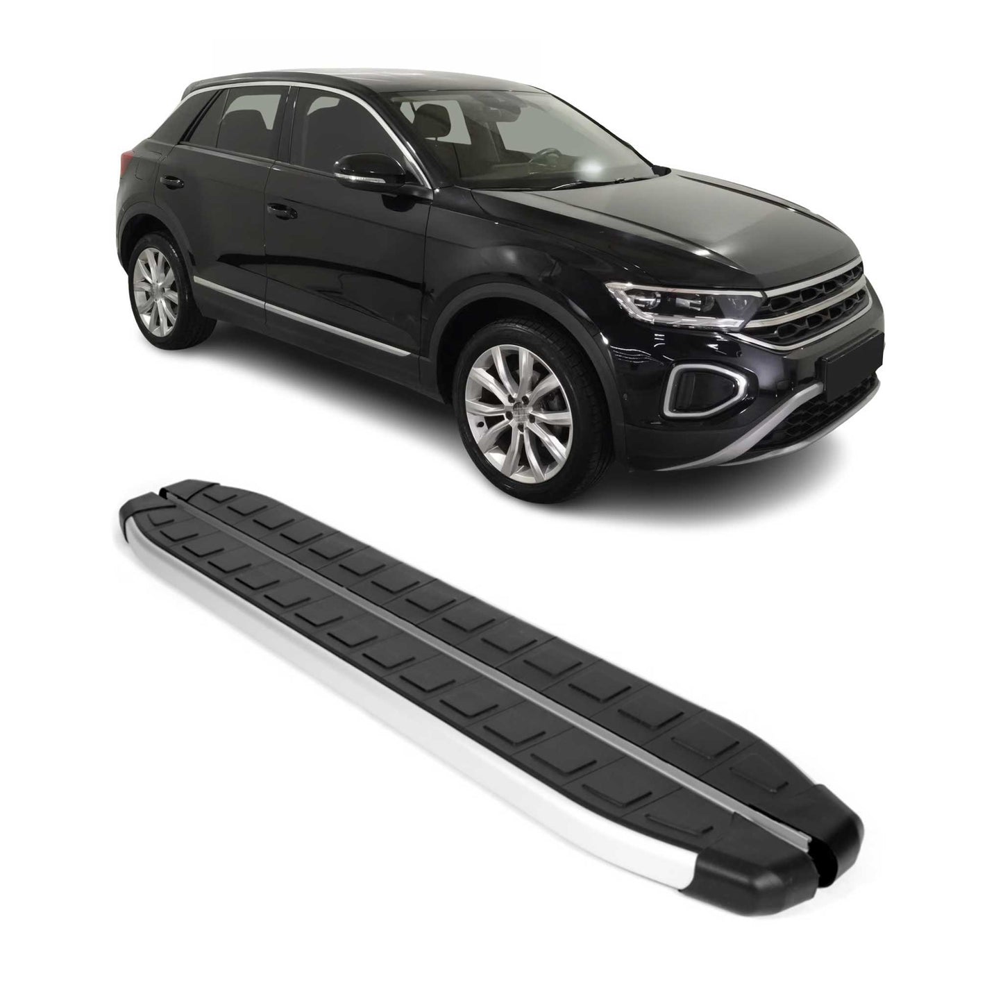 Trittbretter Schweller Seitenschweller für VW T-Roc 2017-2025 Silber Schwarz 2x