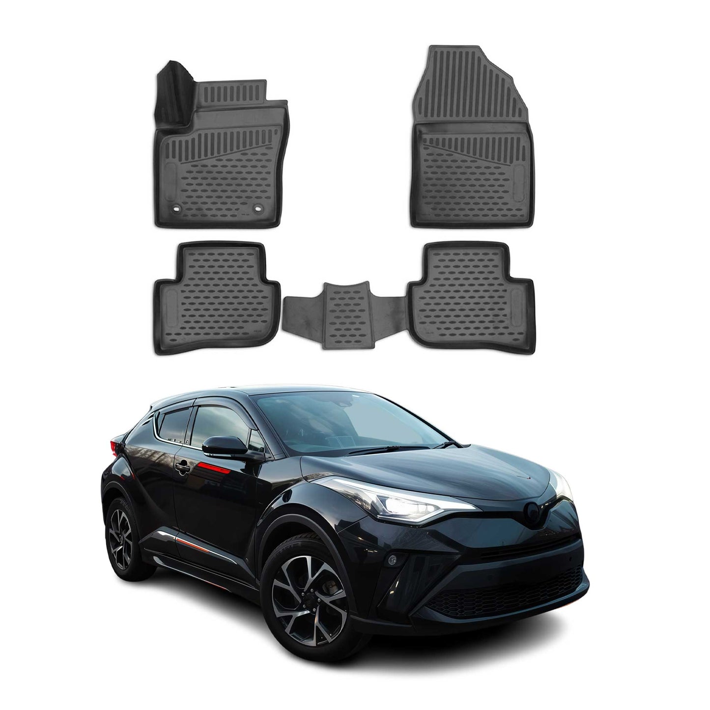 2016-2024 Toyota C-HR Fußmatten TPE Schwarz 4 tlg