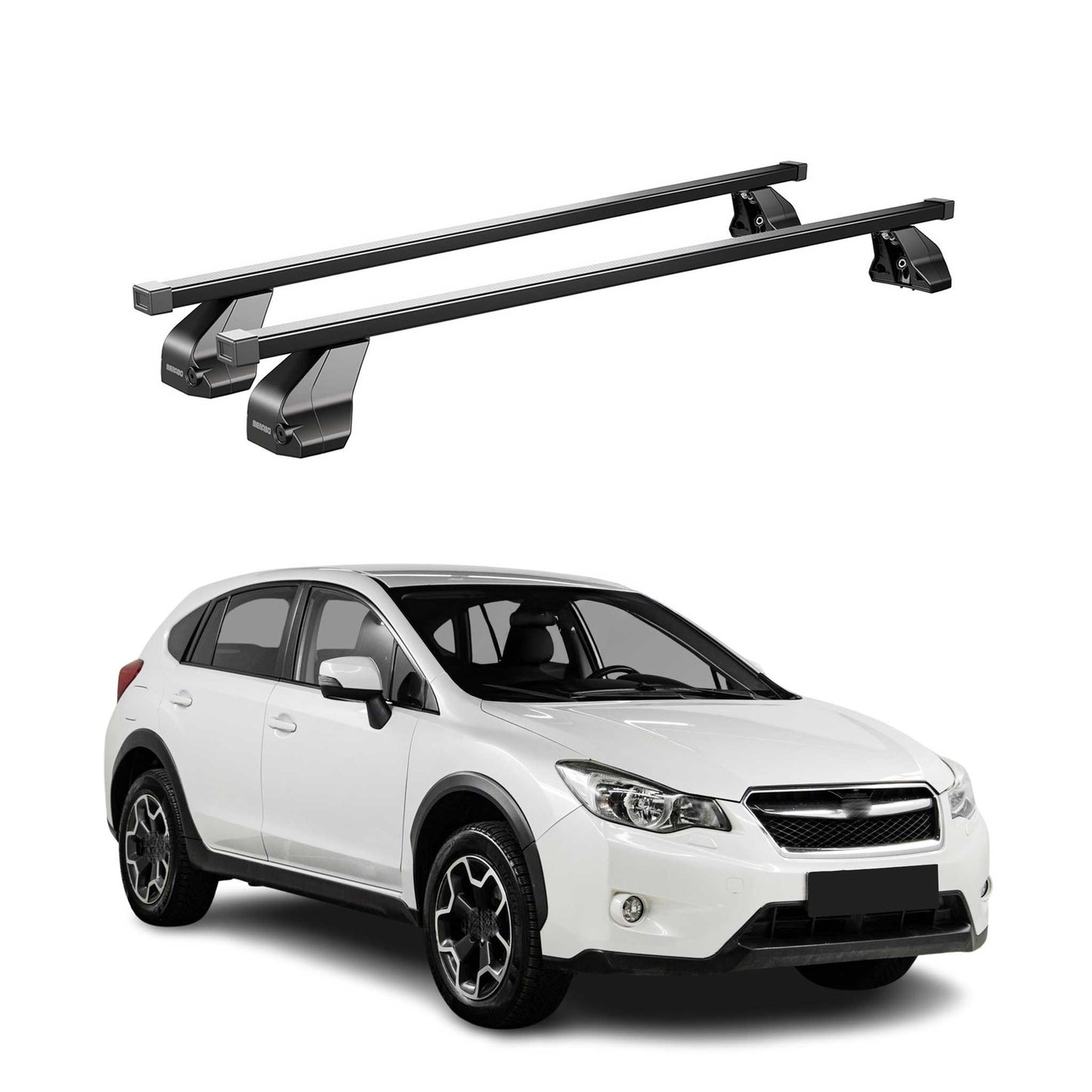 Menabo Dachträger Grundtäger für Subaru XV mk1 2012-2017 75kg Stahl Schwarz 2x