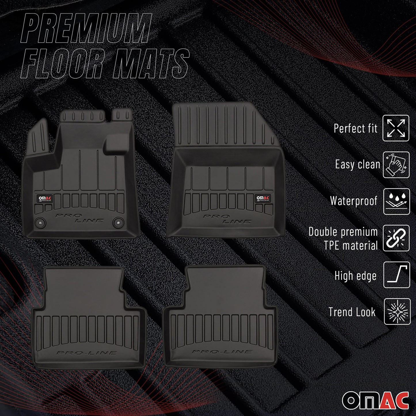 2018-2025 Citroen C5 Aircross Fußmatten TPE Schwarz 4 tlg