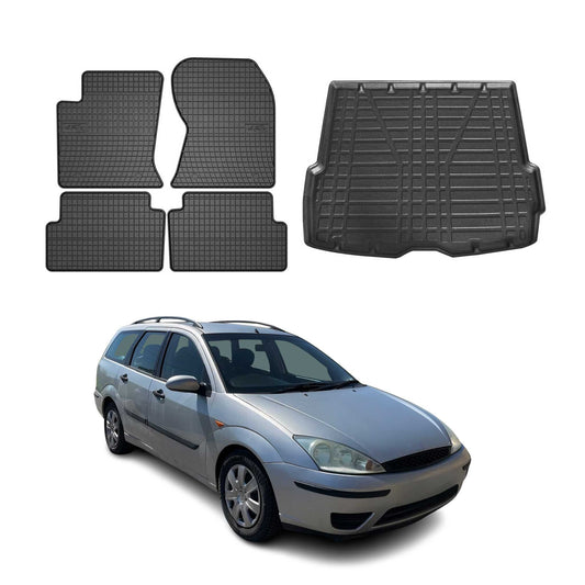 Set covorașe și portbagaj pentru Ford Focus mk1 1998-2004 Turnier (break) cauciuc 5x