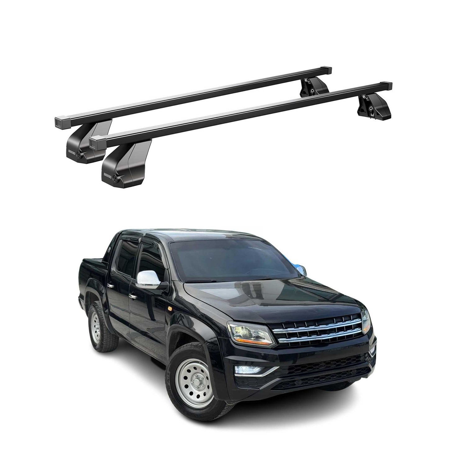 Menabo Dachträger Grundtäger für VW Amarok mk1 2010-2016 Pre-FL 75kg Schwarz 2x