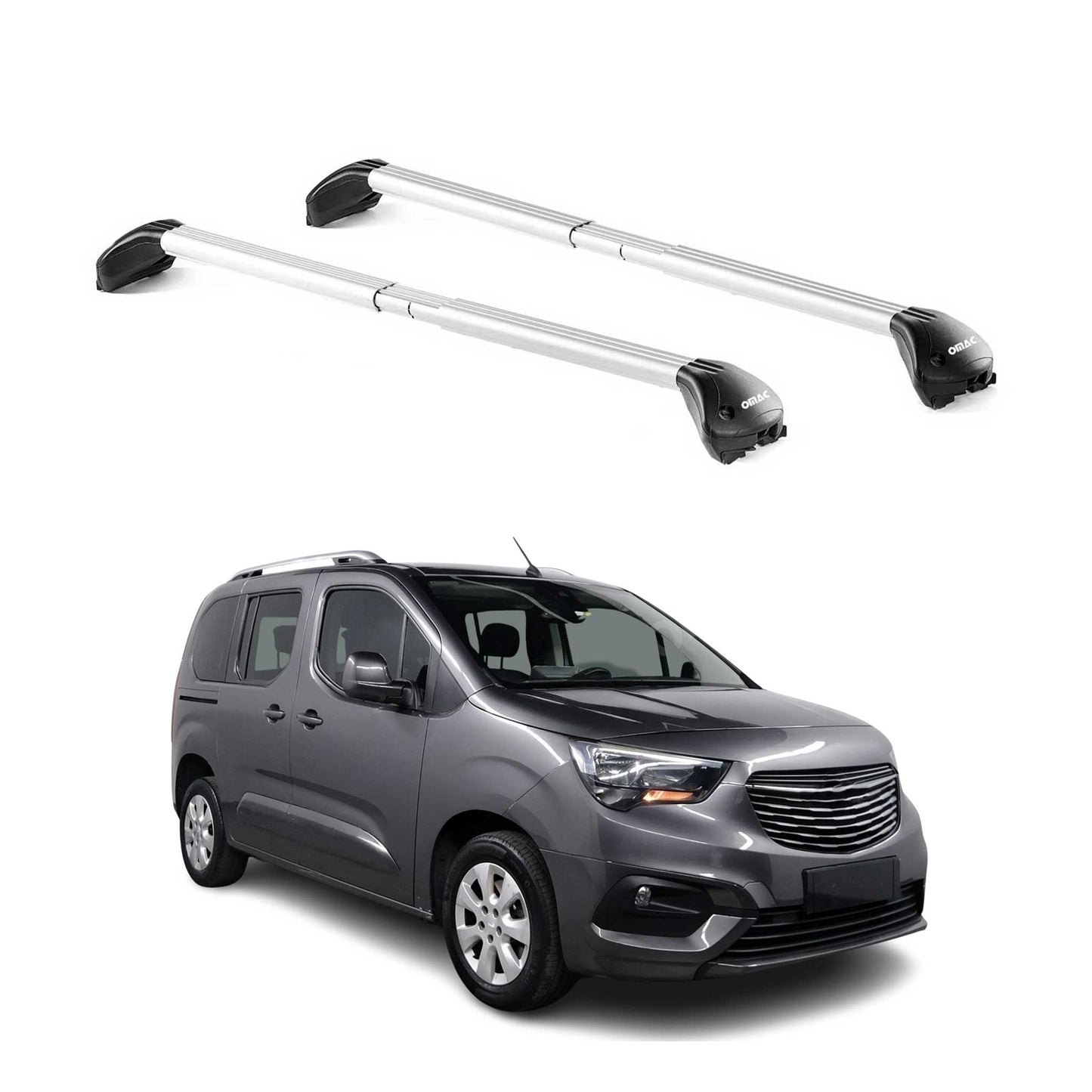 Portbagaj de plafon pentru Opel Combo E 2018-2025 3-5 uși 100kg aluminiu argintiu 2x ABE