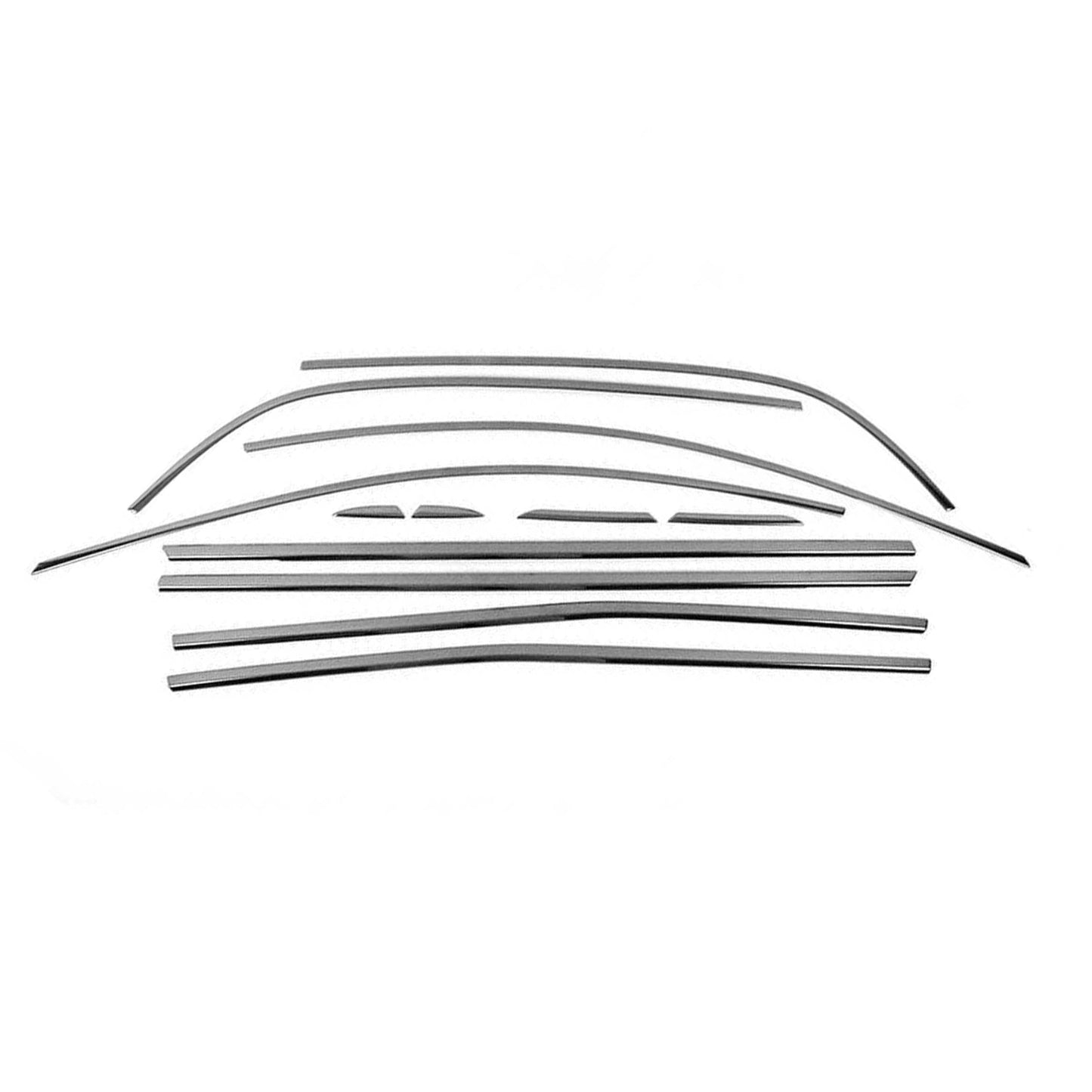 Benzi decorative pentru geamuri Renault Megane 2015-2020, oțel inoxidabil, culoare închisă, 12 bucăți