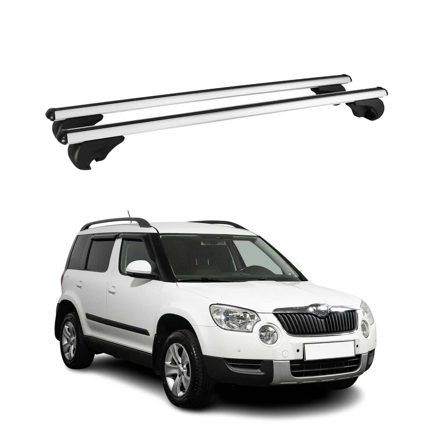 Portbagaj de plafon pentru Skoda Yeti 2009-2017 75kg aluminiu argintiu 2 buc