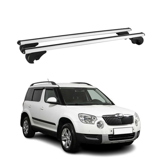 Portbagaj de plafon pentru Skoda Yeti 2009-2017 75kg aluminiu argintiu 2 buc