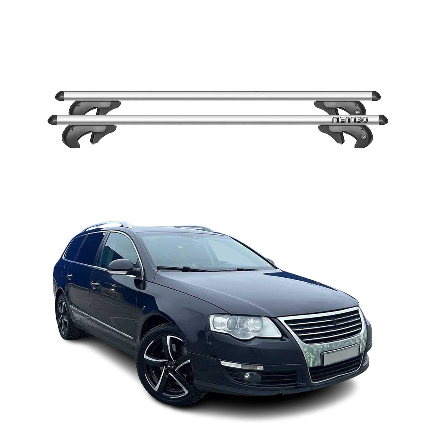 Menabo Dachträger Grundtäger für VW Passat B6 Variant 2005-2010 90kg Alu Grau 2x