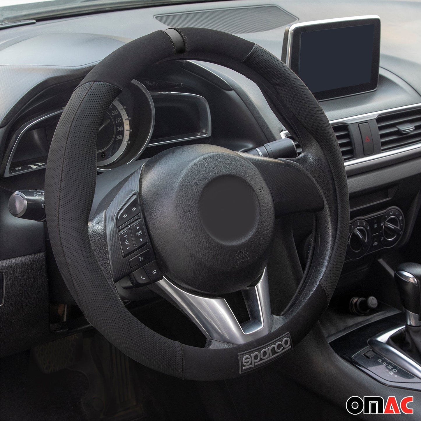 SPARCO Lenkradbezüge Lenkradschoner Lenkradschutz Schwarz Gummi Suede