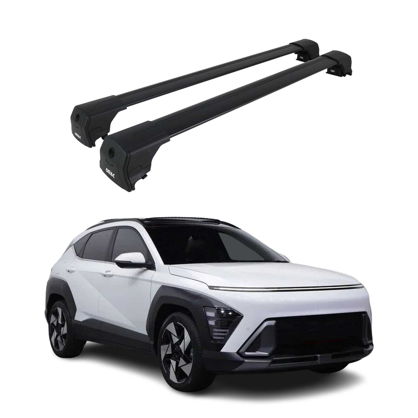 Portbagaj de plafon pentru Hyundai Kona 2 2023-2025 75kg aluminiu negru 2 buc