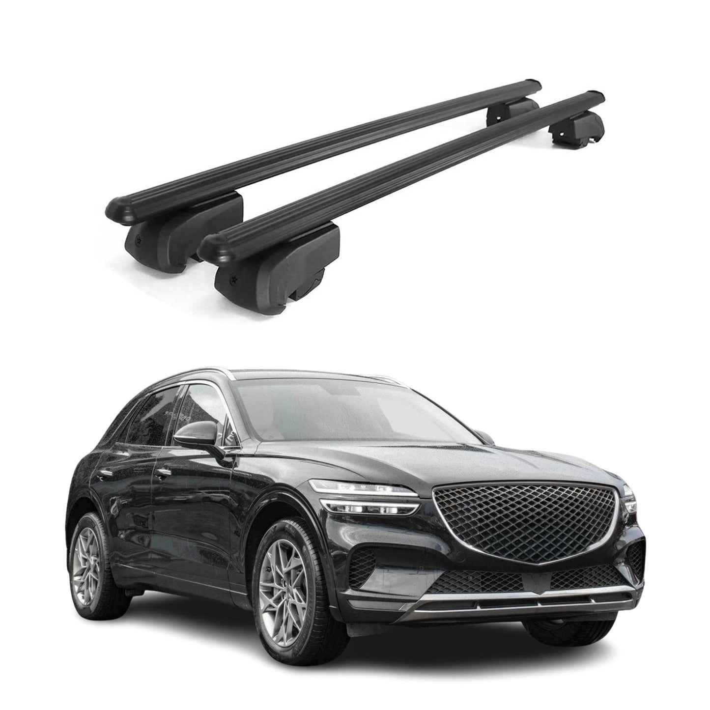Dachträger Grundtäger für Genesis GV60 2022-2025 75kg Alu Schwarz 2 tlg