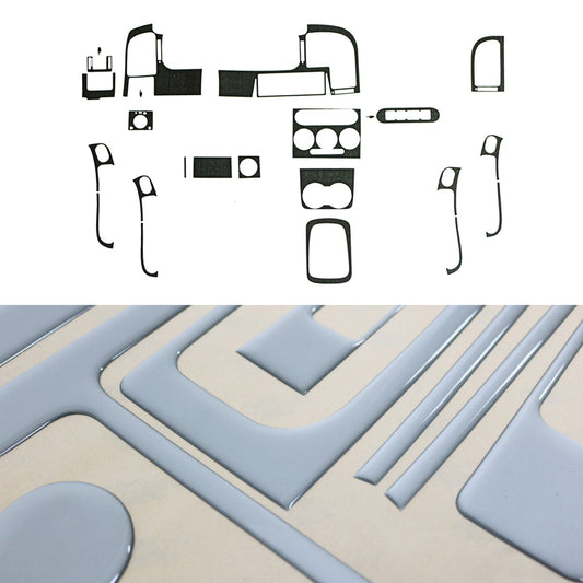 Ornamente interioare cockpit pentru Opel Zafira 1998-2005, aspect aluminiu, 21 bucăți