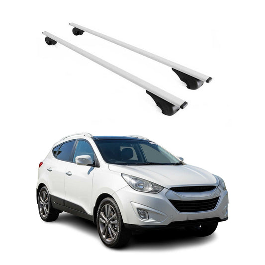 Portbagaj de plafon pentru Hyundai ix35 2010-2015 75kg metal argintiu 2 buc