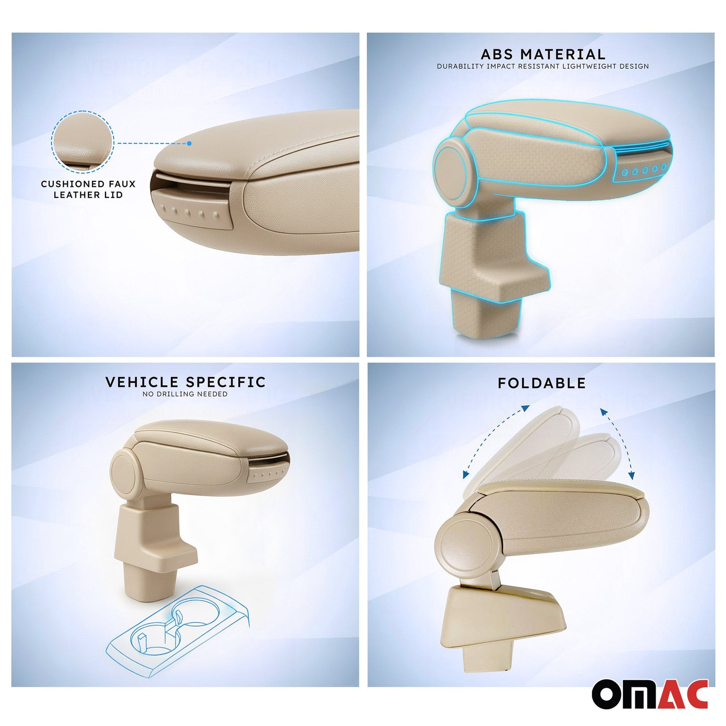 Mittelarmlehne Armlehne für Renault Megane 2008-2015 PU-Leder ABS Beige