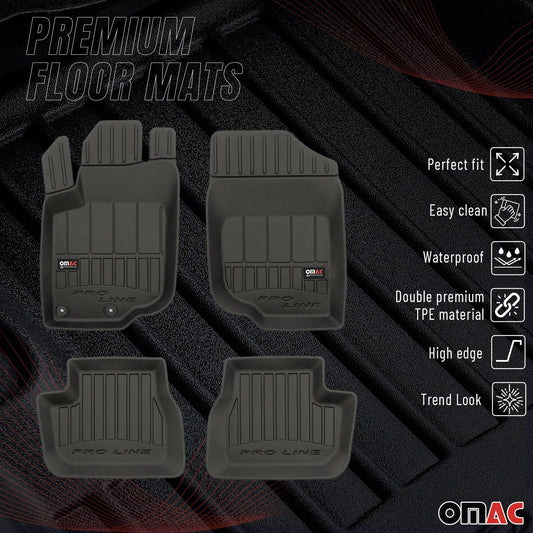 OMAC Gummi Fußmatten für Peugeot 207 2006-2012 Premium TPE Automatten Schwarz 4x