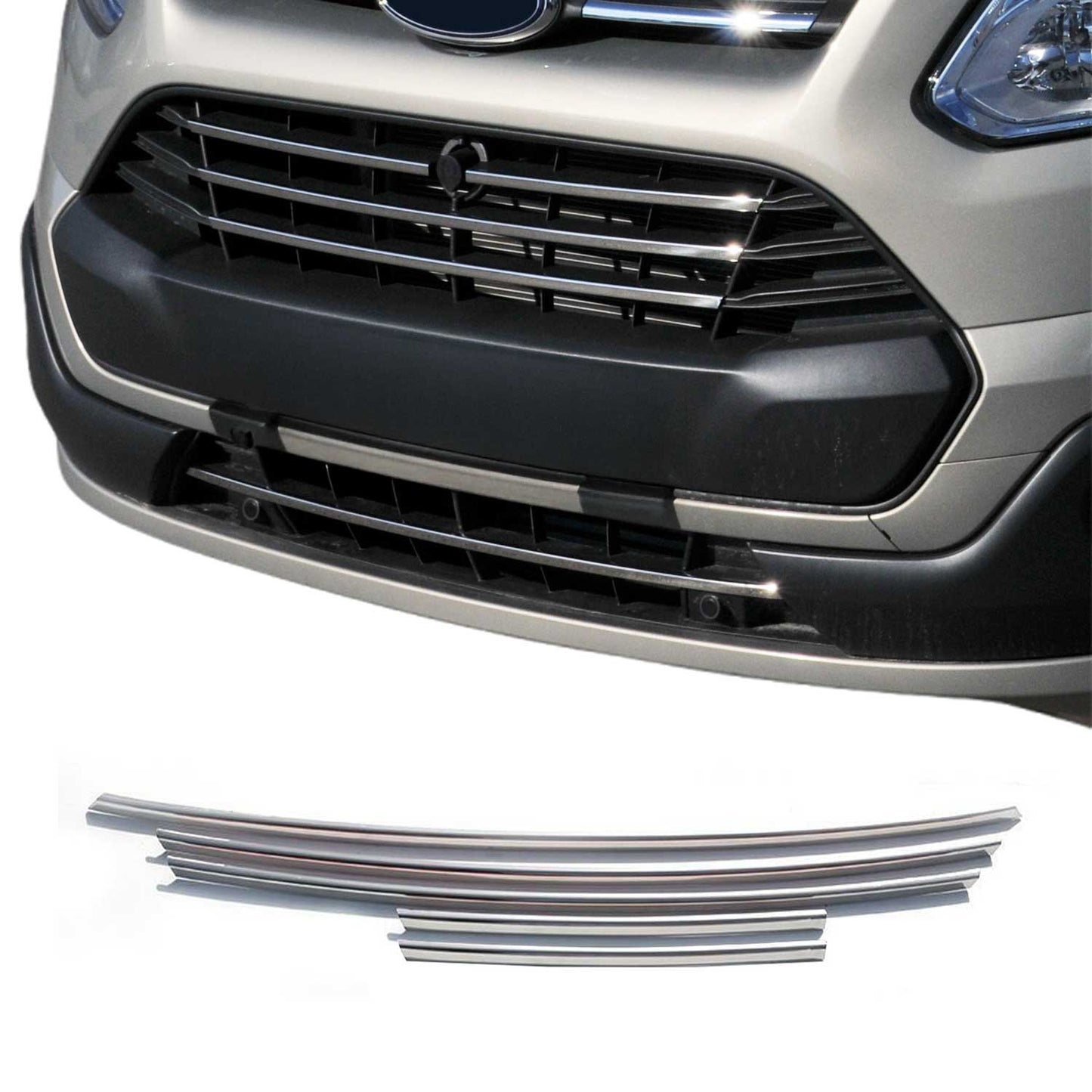Kühlergrill Leisten Grillleisten für Ford Transit Custom 2013-2018 Chrom 5x